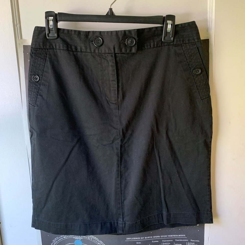 Casual Black Button-Detail Pencil Skirt,6